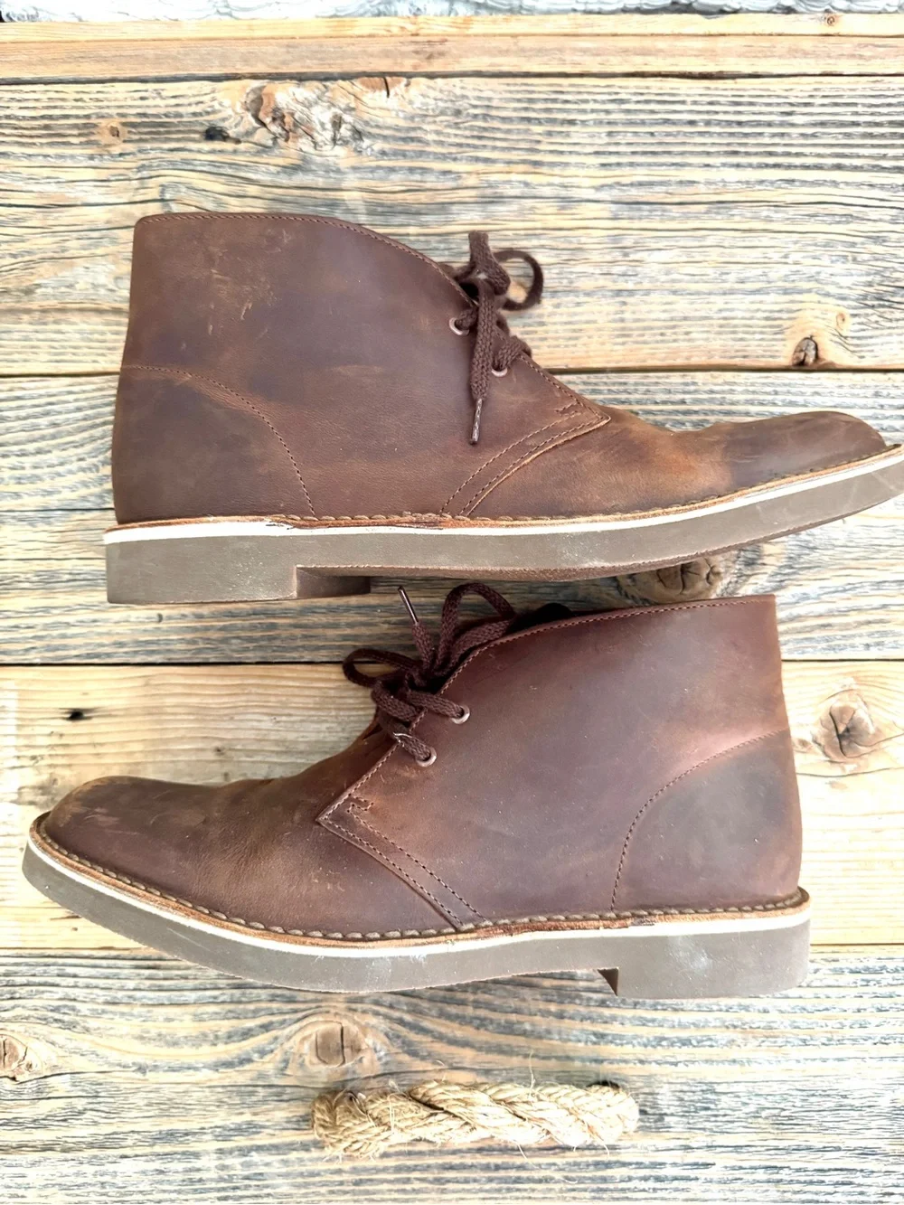 Clarks Bushacre 2 Dark Brown Leather Chukka Boots Men’s 9.5